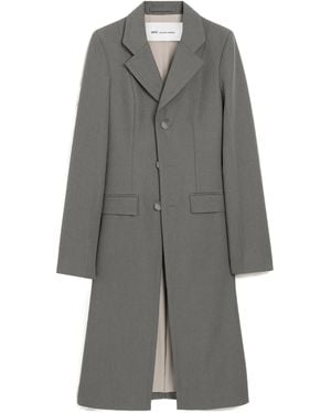 Ami Paris Button-Up Fitted Single-Breasted Coat - Gray