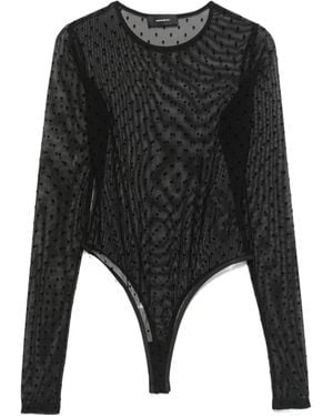 Wardrobe NYC Polka-Dot Bodysuit - Black