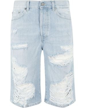 Dondup Ripped Detail Denim Shorts - Blue