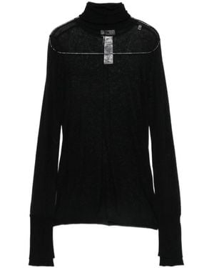 Elisabetta Franchi Sheer High-Neck Knit Top - Black