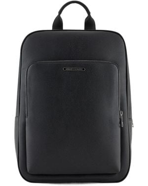 ARMANI EXCHANGE Logo-Plaque Backpack - Black