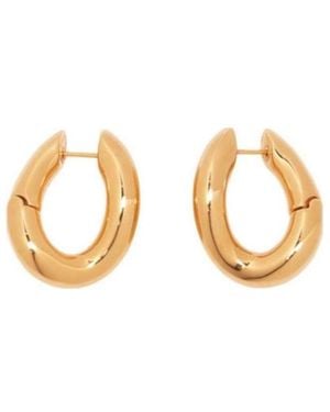 Balenciaga Logo Engraved Loop Earrings - Metallic