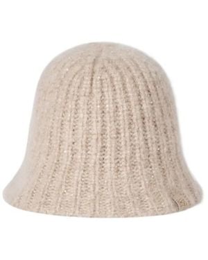 Brunello Cucinelli Cashmere Diamond-Yarn Rib-Knit Bucket Hat - Natural