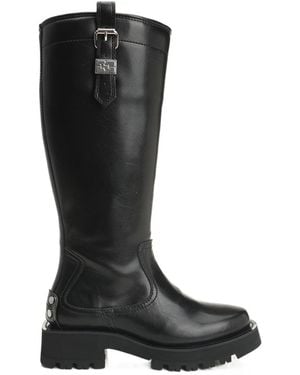 Ganni Buckle Detailed High Boots - Black