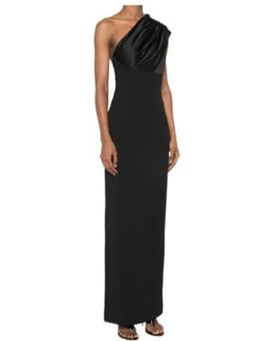 Solace London One-Shoulder Draped Maxi Dress - Black