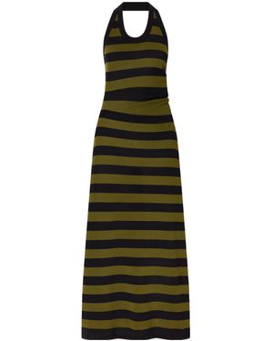 Proenza Schouler Fran Striped Cotton-Knit Midi Dress - Green