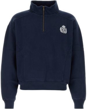 Sporty & Rich Ny Crest Quarter-Zipped Sweatshirt - Blue