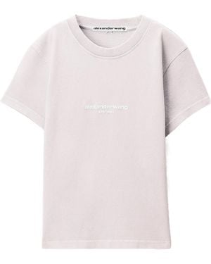 Alexander Wang Logo Print Shrunken Short Sleeve Tee - Pink