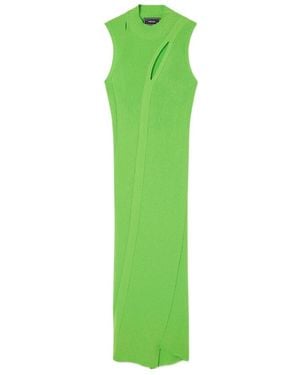 Versace Cut-Out Detailed Sleeveless Knitted Midi Dress - Green