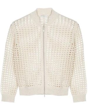 Peserico Openwork Zip-Up Cardigan - White
