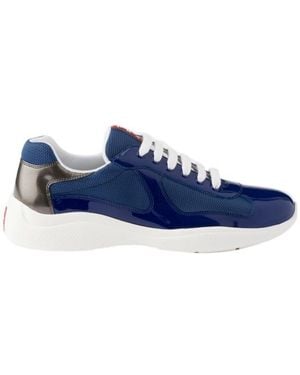 Prada Patent Leather And Technical Fabric America's Cup Sneakers - Blue