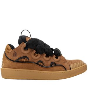 Lanvin Curb Leather Trainers - Brown