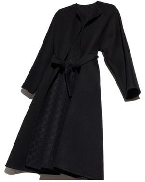 Gucci Long Coat With Gg Inside - Black