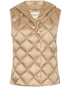 Weekend by Maxmara Water-Repellent Plain-Weave Fabric Padded Gilet - Natural