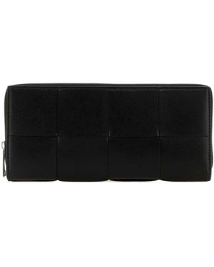 Bottega Veneta Intrecciato Zip Around Wallet - Black