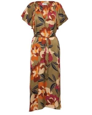 Velvet By Graham & Spencer Francie Printed Satin Midi Dress - Multicolour