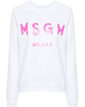 MSGM Logo-Printed Crewneck Sweatshirt - White