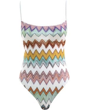 Missoni Chevron-Pattern Swimsuit - White