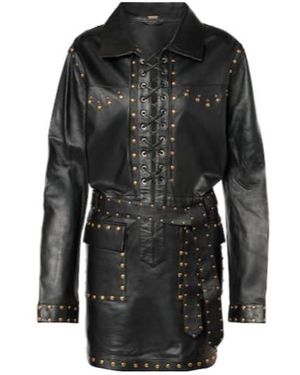 Dodo Bar Or Ics Studded Leather Minidress - Black