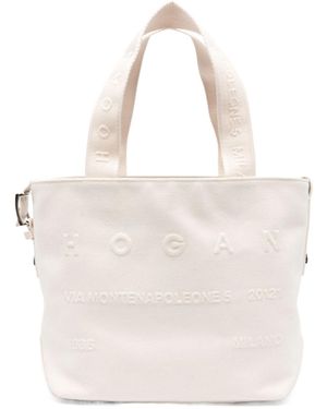 Hogan Medium Script Open Top Tote Bag - Natural