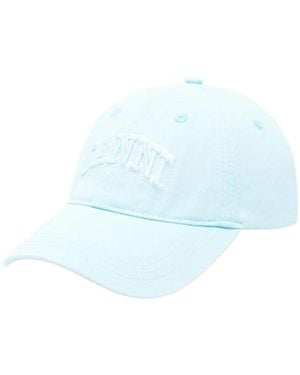 Ganni Logo-Embroidered Cap Hat - Blue