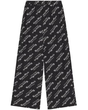KENZO Verdy Logo-Printed Wide Leg Pyjama Trousers - Grey