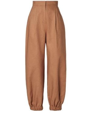 Fendi Balloon-Waist Elasticated Cuffs Trousers - Brown