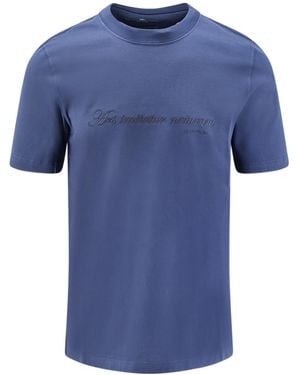 Brunello Cucinelli Embroidered Logo T-Shirt - Blue