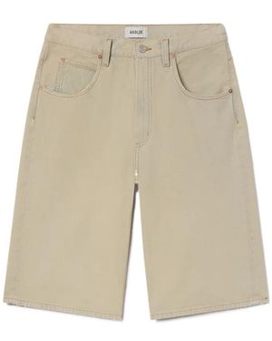 Agolde Bermuda Denim Shorts - Natural