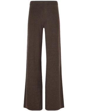 ÉTERNE Cotton And Cashmere-Blend Wide-Leg Trousers - Brown