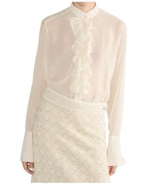 Dior Blouse With Ruffled Neckline - White