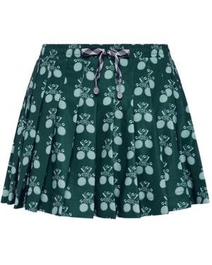 The Upside Racquet-Patterned Pleated Miniskirt - Green