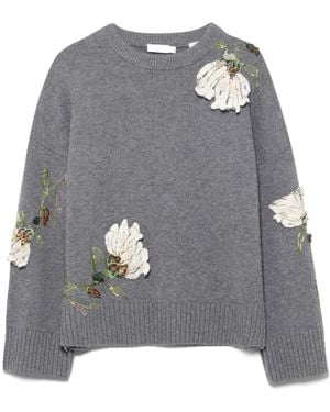 Jonathan Simkhai Flower-Embroidered Sweater - Gray