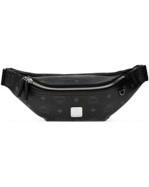 MCM Logo Zipper Waist Bag - Blue