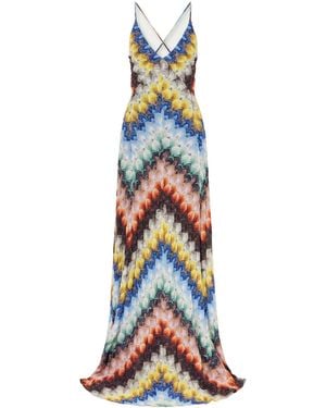 Missoni Striped Metallic Crochet-Knit Maxi Dress - White