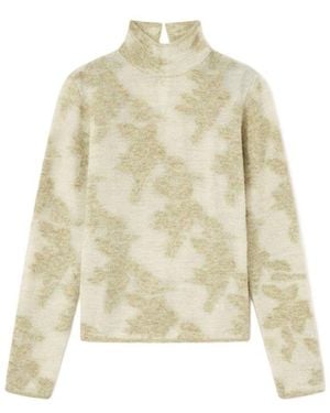 Ganni Sheer Turtleneck Pullover - Natural