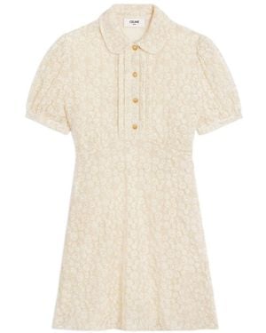 Celine Embroidered Babydoll Mini Dress - White