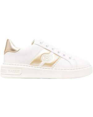 Bally Logo-Stripe Leather Sneakers - Natural