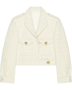 Givenchy 4G Plaque Tweed Cropped Jacket - White