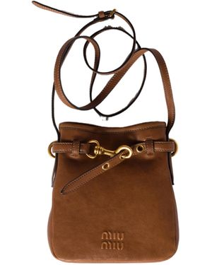 Miu Miu Leather Strap Pouch - Brown