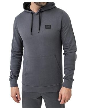 EA7 Logo Hooded Jumper - Grey
