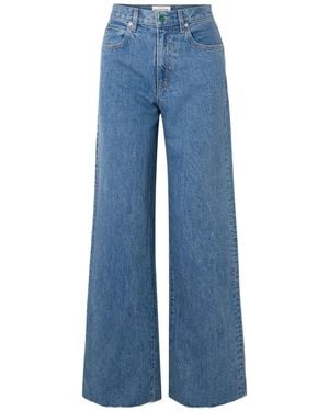 SLVRLAKE Denim Grace Frayed Mid-Rise Wide-Leg Jeans - Blue