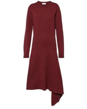 Jil Sander Asymmetric Wool Midi Dress - Red