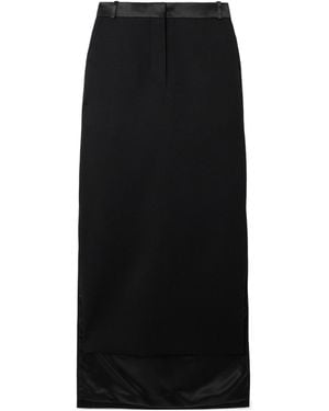 Lanvin Asymmetric Satin-Trimmed Wool Skirt - Black