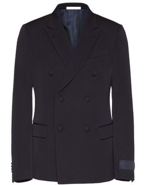 Valentino Double-Breasted Long-Sleeved Blazer - Blue