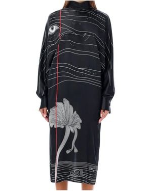 Ferragamo Ferragamo Spirit Printed High-Neck Midi Dress - Black