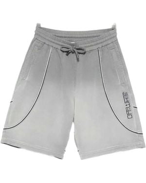 Off-White c/o Virgil Abloh Logo-Print Piped Shorts - Grey