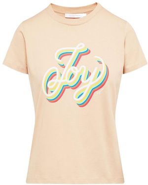 See By Chloé See By Chloé Graphic Printed Crewneck T-Shirt - Natural