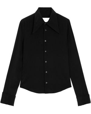 Ami Paris Sharp-Collar Crepe Shirt - Black