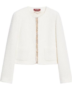 Max Mara Jewel-Embellishment Jacket - White